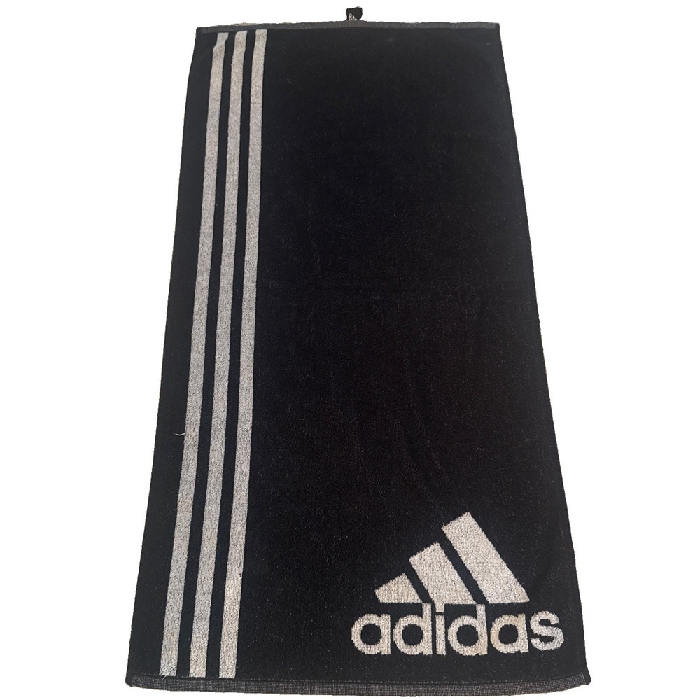 Adidas 3 Bar Small Towel  Unisex Swimming Sports Cotton Towel 50x95cm Black 90s